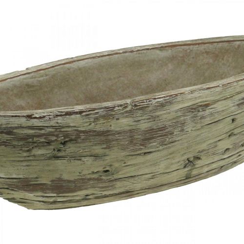 Floristik24 Planterskål ovalt beton træ look lysebrunt 37 × 11,5cm H10cm