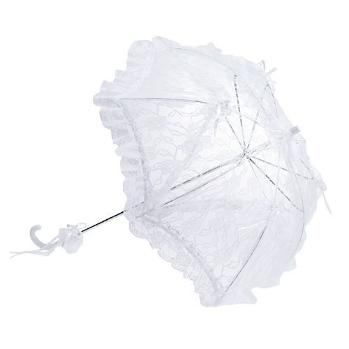 Floristik24 Paraply med blonder hvid Ø60cm L80,5cm