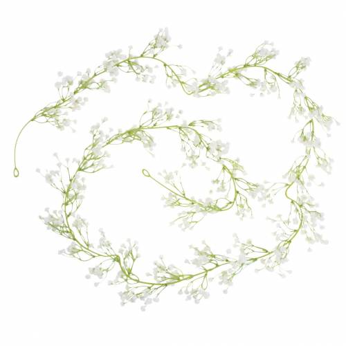 Floristik24 Bryllupsdekoration krans gypsophila med øjenlåg hvid 180cm