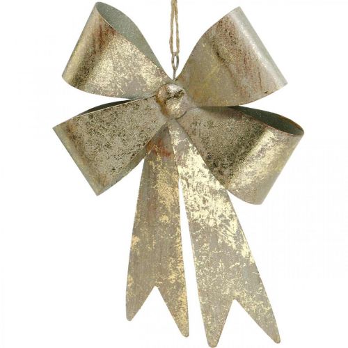 Floristik24 Sløjfe til ophæng, juletræspynt, gylden metal dekoration, antik look H23cm B16cm