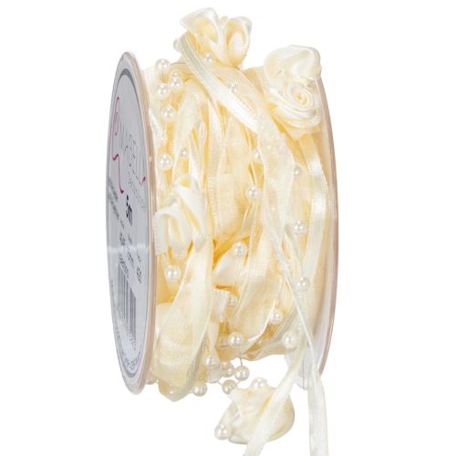 Floristik24 Bånd Valentino creme 15mm 5m