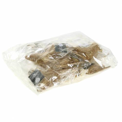 Floristik24 Juletræspynt skøjte guld, glitter 8cm 12stk