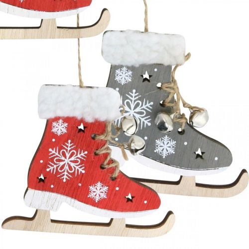 Artikel Et par skøjter til at hænge, vinterdekoration, julevedhæng, trædekoration rød / grå L50cm 4stk