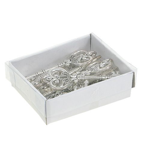 Floristik24 Deco-nøgle 8,5 cm sølv 12stk