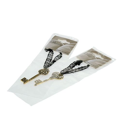 Floristik24 Nøgle til at hænge 7cm guld, antikke 2 stk