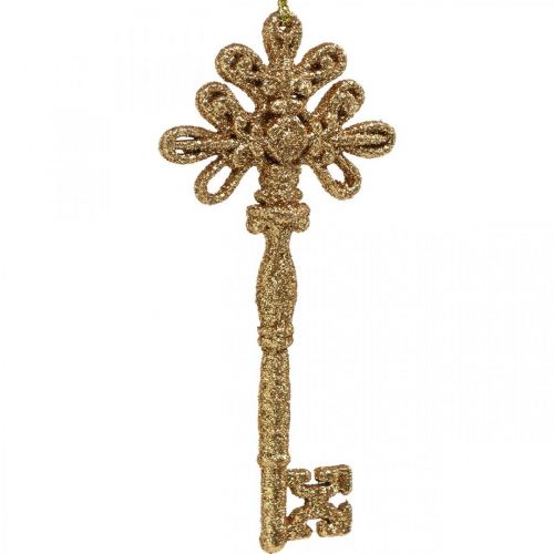 Floristik24 Dekorationsnøgle, juledekoration med glitter, juletræspynt Golden H15,5cm 12stk