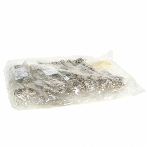 Floristik24 Juletrædekorationer nøgle champagne glitter 14,5 cm 12stk