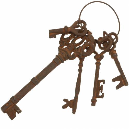 Floristik24 Nøglering 5 dekorative nøgler støbejern rust 36cm