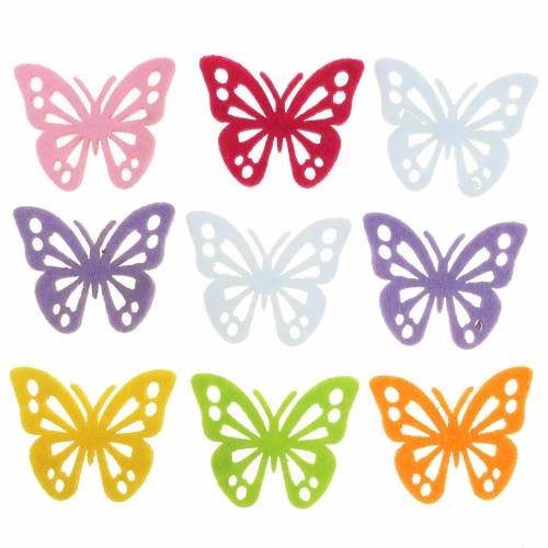 Artikel Filt sommerfuglbord dekoration Assorteret 3,5 × 4,5 cm 54 stykker Forskellige farver