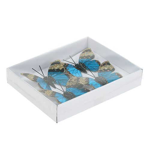 Floristik24 Sommerfuglblå 7,5 cm blank 4stk