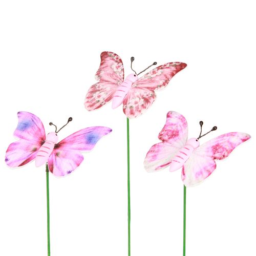Artikel Sommerfugl pyntestik træ pink pink 8x5,5cm 18 stk