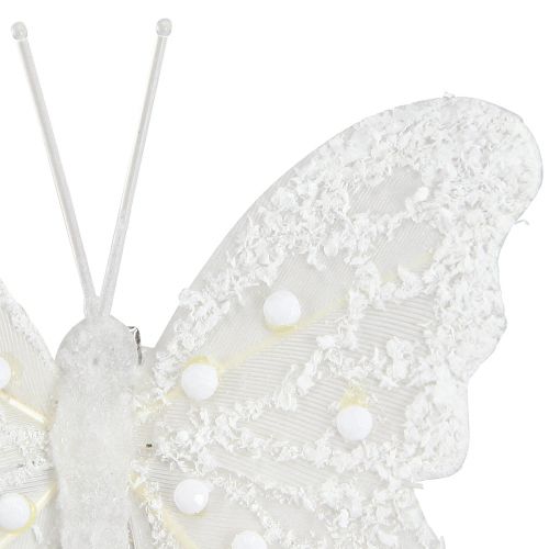 Artikel Sommerfugle dekoration i hvid på klips 7,5cmx7cm 4 stk
