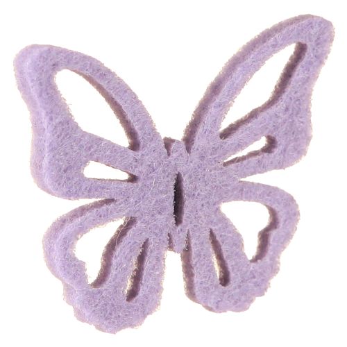 Artikel Filtsommerfugle farverige – Fjedrende dekorative sommerfugle 6 farver 4cm 72 stk.