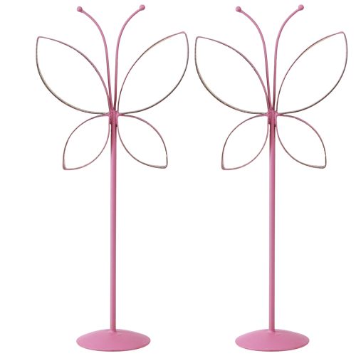 Artikel Butterfly Metal Dekorativ Stand Fuchsia Guld H29cm 2 stk