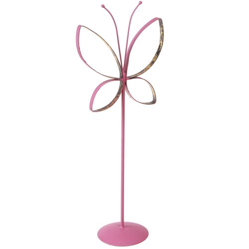 Artikel Sommerfugl Metal Dekoration Spring Fuchsia Guld H35cm 2 stk