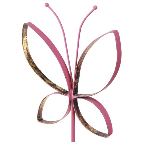 Artikel Sommerfugl Metal Dekoration Spring Fuchsia Guld H35cm 2 stk