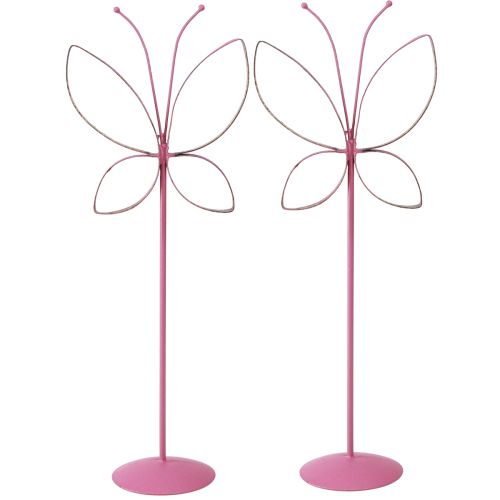 Artikel Sommerfugl Metal Dekoration Spring Fuchsia Guld H35cm 2 stk