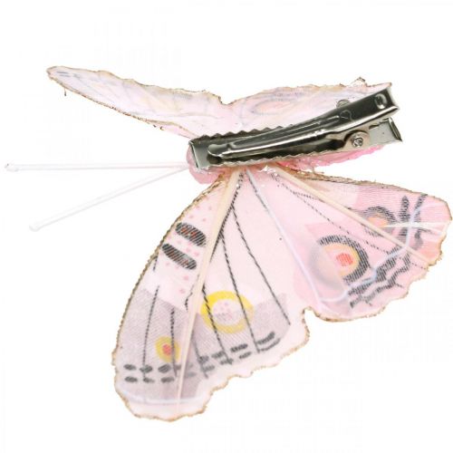Floristik24 Deco sommerfugle med klip, fjer sommerfugle pink 4,5-8cm 10p