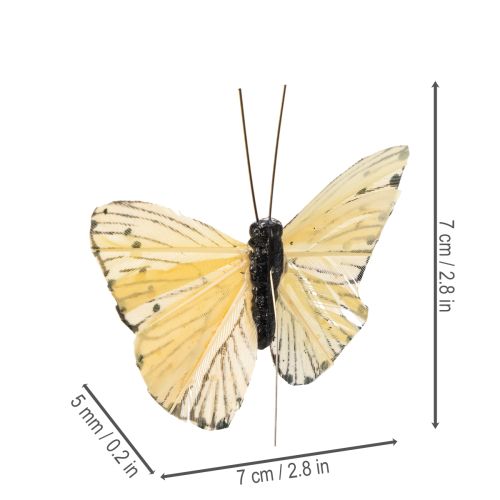 Artikel Dekorative sommerfugle på tråd til farverig bordpynt, 7 cm, 12 stk.