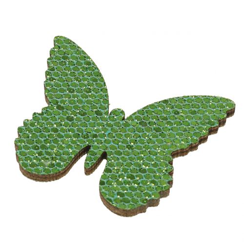 Artikel Scatter dekoration sommerfuglegrøn glitter 5/4/3cm 24 stk