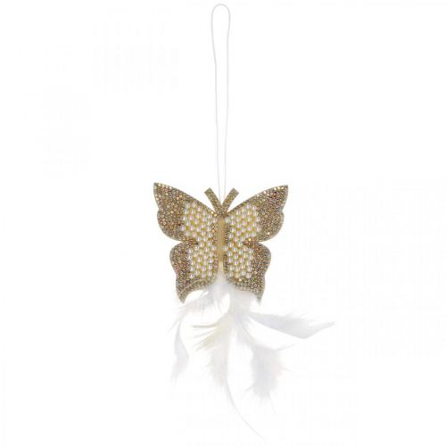 Filt sommerfugl til ophængning af creme bryllupsdekoration 16 cm