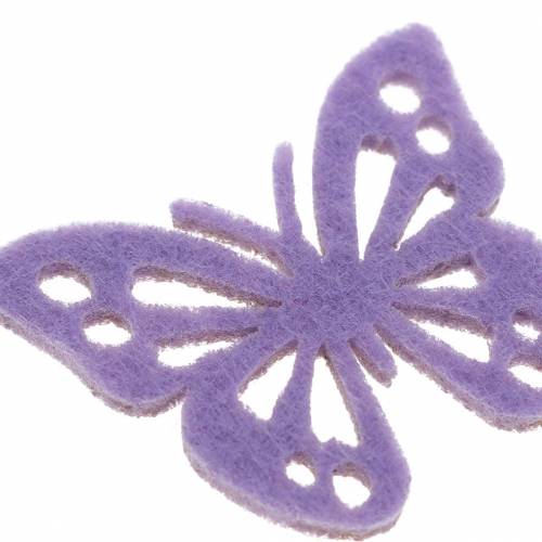 Floristik24 Filt sommerfugl borddekoration lilla hvid assorteret 3,5x4,5cm 54 stk.