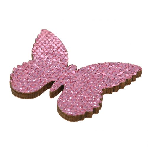 Artikel Scatter dekoration sommerfugl pink glitter 5/4/3cm 24 stk