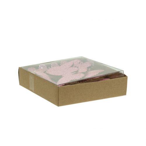 Artikel Scatter dekoration sommerfugl pink glitter 5/4/3cm 24 stk