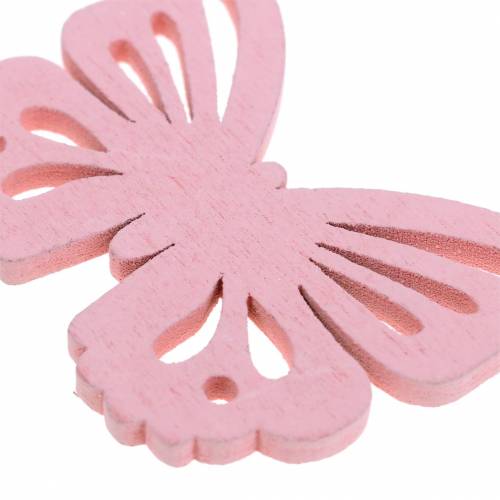 Floristik24 Spredt sommerfugl hvid, gul, pink sorteret træ 5 cm 40p