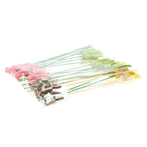 Floristik24 Dekorativ plug sommerfugl assorterede farver H24cm 24 stk