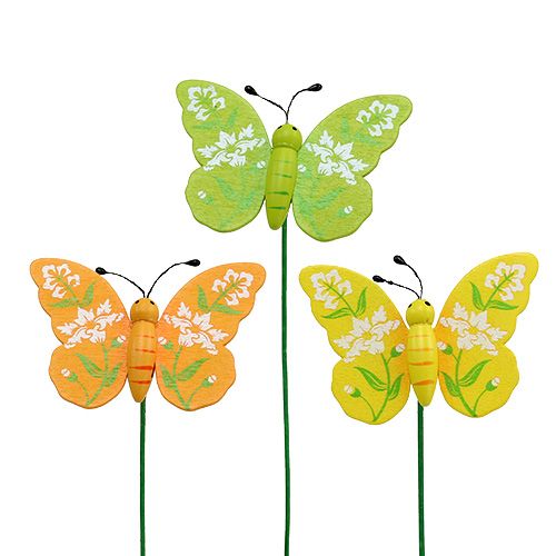 Artikel Sommerfugl farverig sort. 6cm L25cm 15 stk