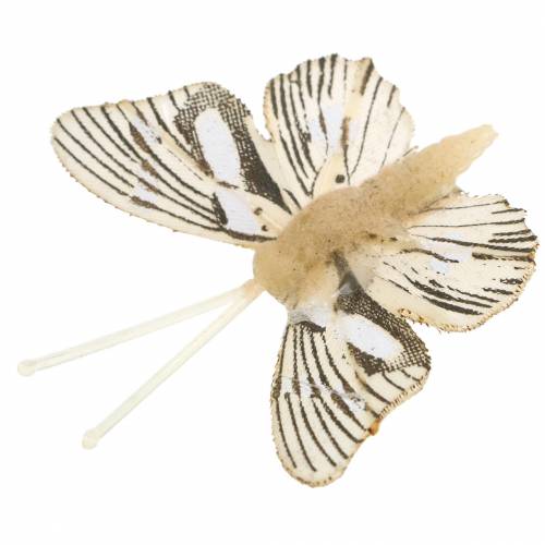 Artikel Deco sommerfugl med metalclips natur assorteret H4,9cm/5,8cm/7,4cm 6stk