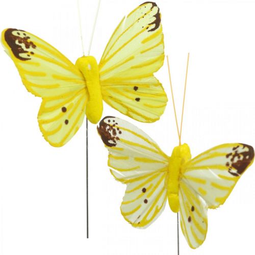 Artikel Dekorative sommerfugle, blomsterpropper, forårssommerfugle på tråd gul, orange 4×6,5cm 12stk.