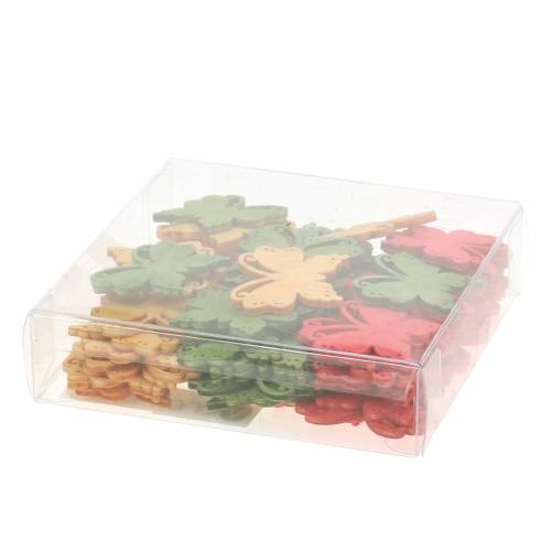 Floristik24 Scatter dekoration sommerfugletræ orange, gul, grøn 4cm 72 stk