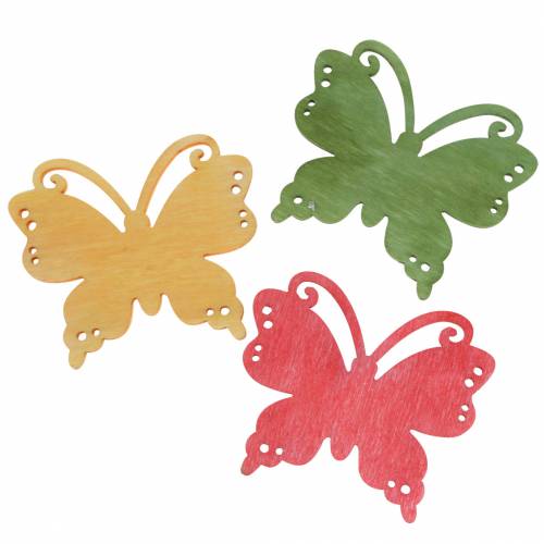 Floristik24 Scatter dekoration sommerfugletræ orange, gul, grøn 4cm 72 stk