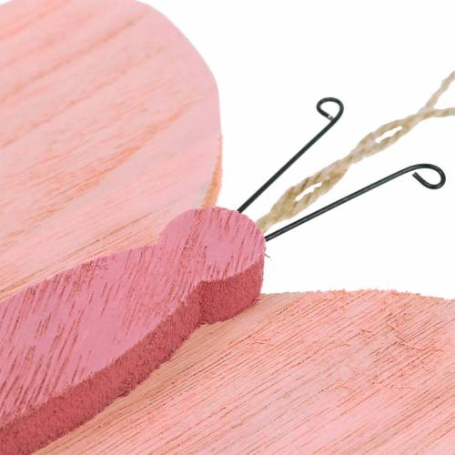 Floristik24 Sommerfugl til ophæng af træ pink 13cm x 22cm 2stk