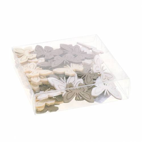 Floristik24 Sommerfugl Træ Hvid, Creme, Brun Assorteret 4cm 72 stk Bordpynt Fjeder