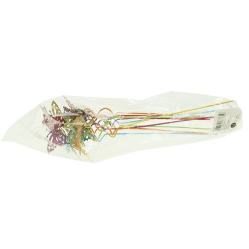 Artikel Blomsterplug sommerfugl farverig 22cm 12 stk