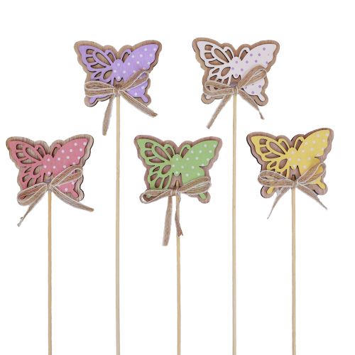 Floristik24 Forårsdekoration blomsterpropper træ sommerfugle 6cm 10stk