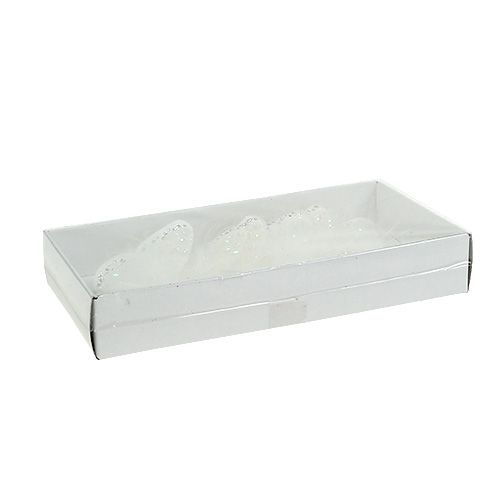Floristik24 Sommerfugle hvide 8 cm med glimmer 6stk