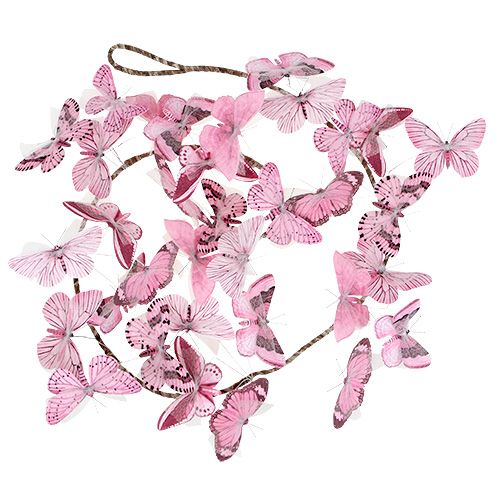 Floristik24 Butterfly garland pink 154cm