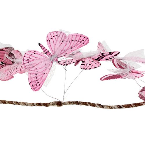Floristik24 Butterfly garland pink 154cm