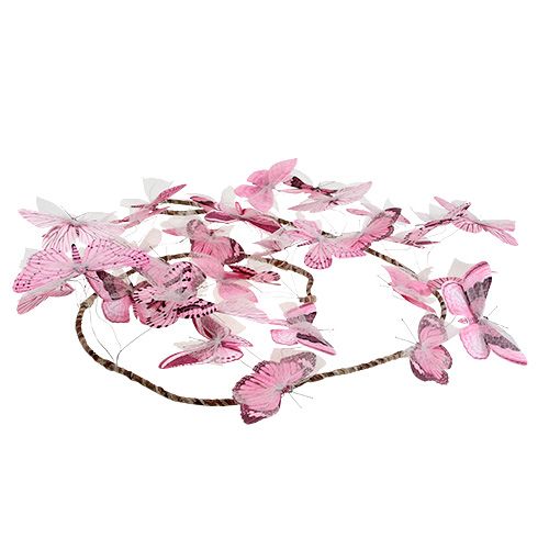 Floristik24 Butterfly garland pink 154cm