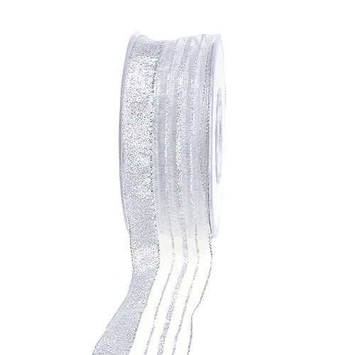 Smykkebånd med lurex-striber sølv 40mm 20m