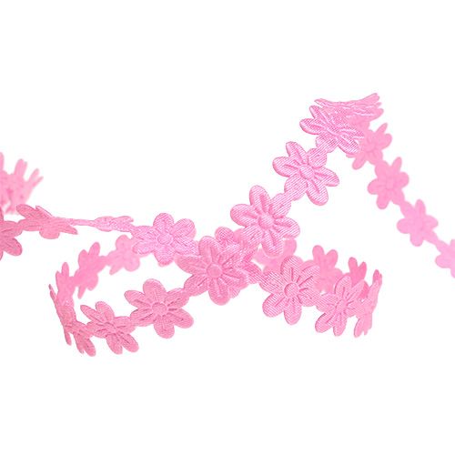 Artikel Pyntebånd med blomst 1cm pink 20m