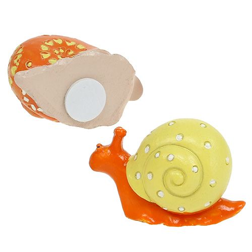 Floristik24 Snegle med limprik orange, gul 6 cm 12stk