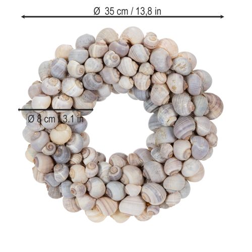 Artikel Sneglekrans til ophængning, dekorativ krans, maritim stil, Nathai, Ø35 cm