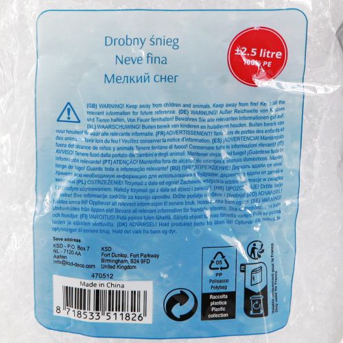 Artikel Snedekoration drys dekoration vinter snefnug hvid 2,5l