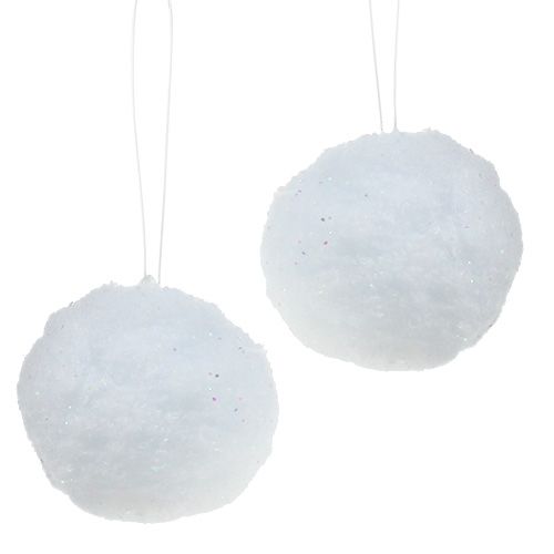 Floristik24 Snowball med glimmer 8cm 4stk