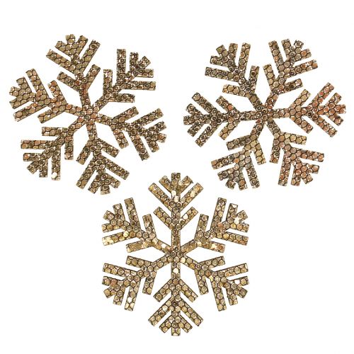 Artikel Snefnug guld juledekoration Ø4cm 48 stk